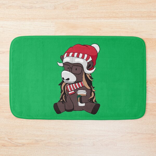 Item preview, Hipster Muskox, musk ox / musk-ox, Christmas muskox with coffee designed and sold by KlaraMacinka.