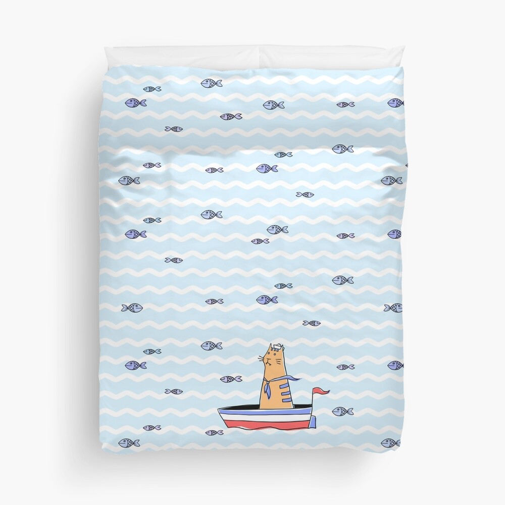 Salty sailor cat. Duvet Cover