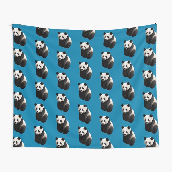 Cerulean Blue - Realistic Giant Panda Illustration Tapestry