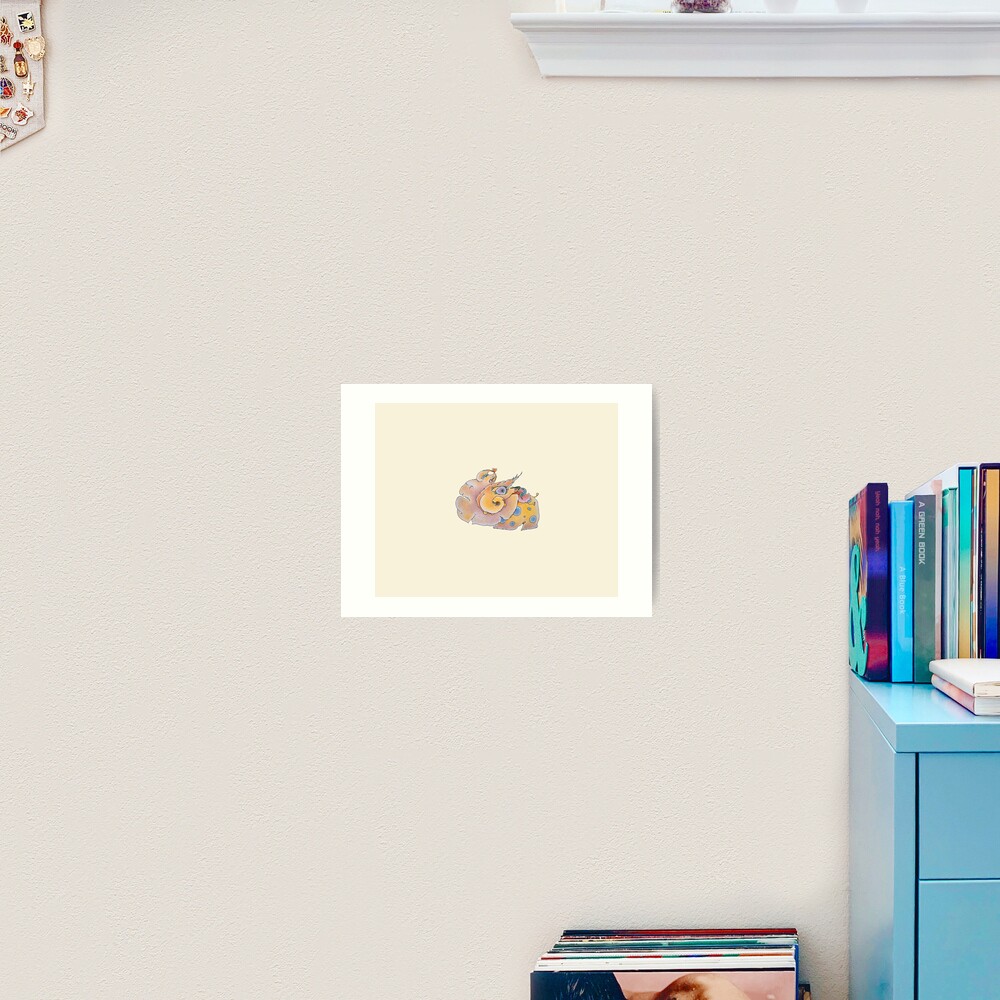 Small rider on a fantastic yellow horse Art Print