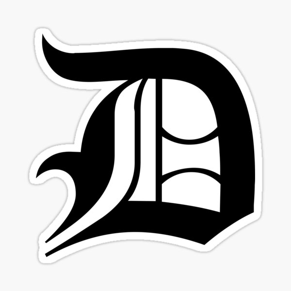 Old English D Detroit City White Vinyl Decal Sticker