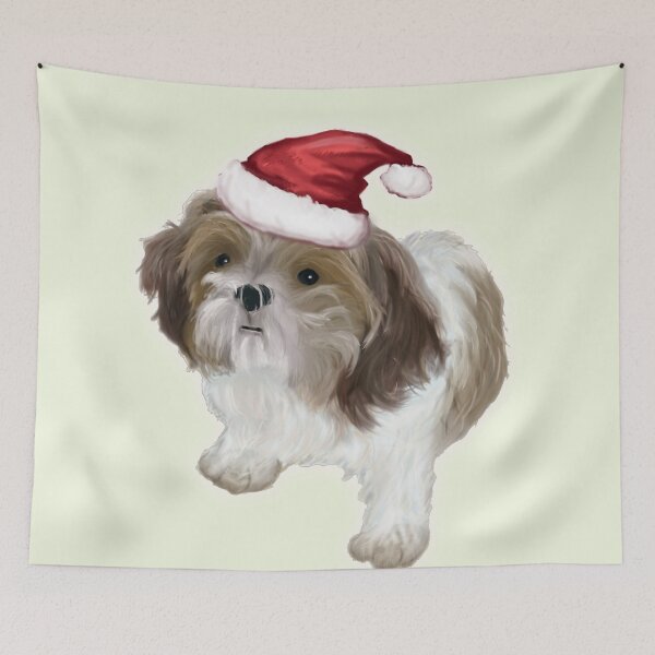 Item preview, shitzu dog painting Christmas designed and sold by PetArt  ⭐⭐⭐⭐⭐.