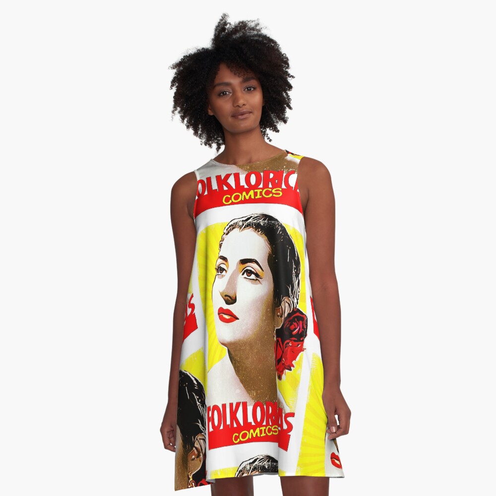 Vista previa del artículo con la obra «Vestido acampanado», diseñado y vendido por LoveCopla.