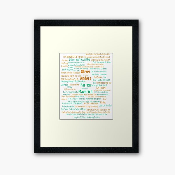 New World vol. 3 Unbelieve Oliver and Farren quotes (Amser Studios) Framed Art Print