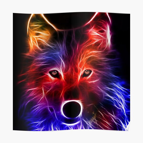 Neon Wolf Wall Art Redbubble