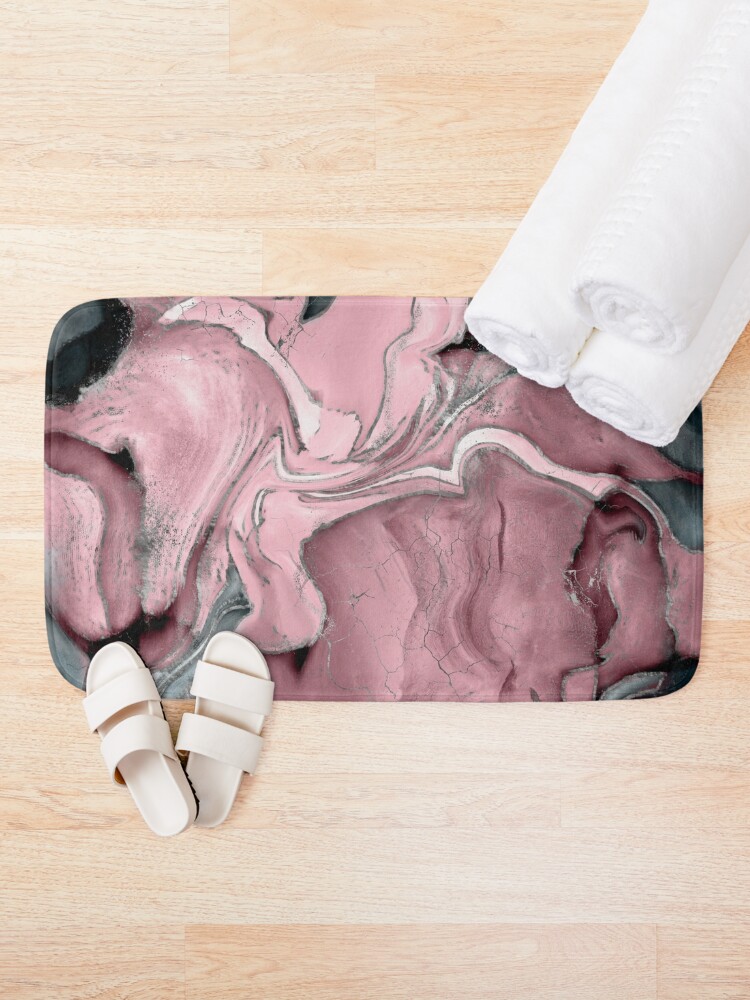 Discover Blush rose watercolor - pastel pinks, grey and silver | Bath Mat