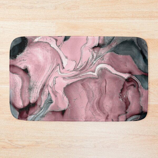 Blush rose watercolor - pastel pinks, grey and silver Bath Mat