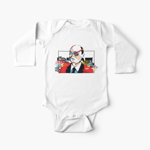 Moshe Dayan portrait - Pop Art Israeli leader Long Sleeve Baby One-Piece