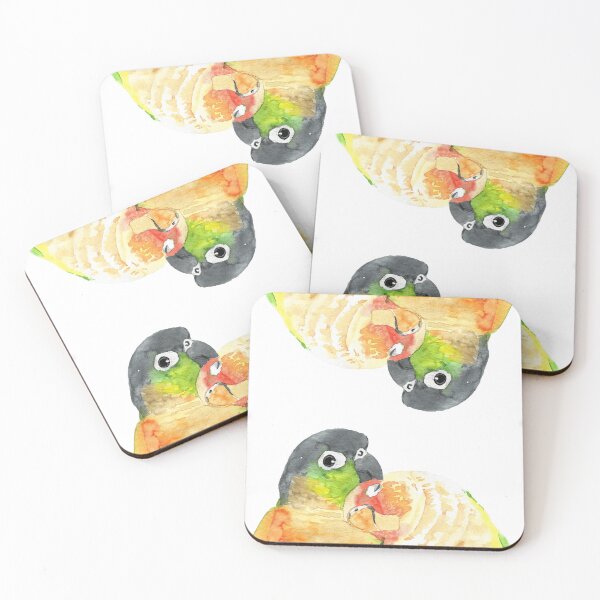 Item preview, Green-cheeked conure lover watercolor pattern designed and sold by L'Atelier Oranjade.