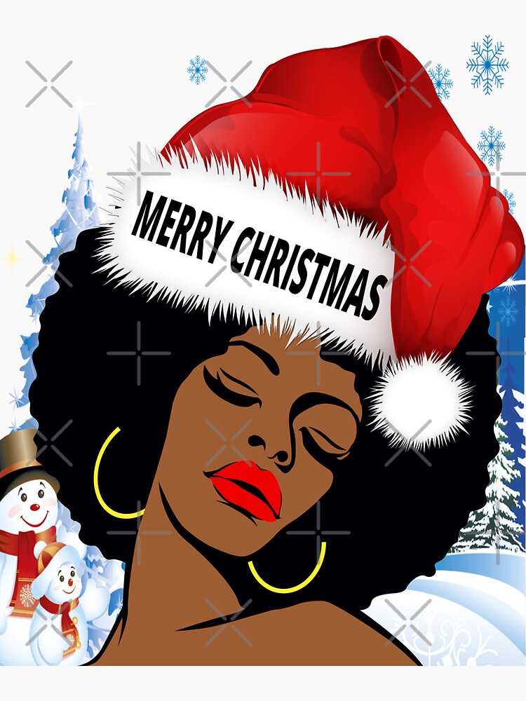 Afro Diva Black Girl Magic Red Lips Melanin Snowman Santa Claus Merry  Christmas  Sticker for Sale by Black Queens