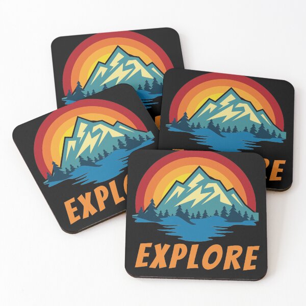 Item preview, Hiking in the wilderness, mountains, outdoors. Explore. Retro vintage colours. designed and sold by JellyBeenzz.