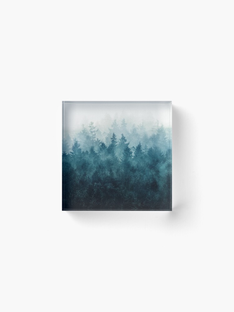 Thumbnail 2 of 5, Acrylic Block, The Heart Of My Heart // So Far From Home In A Misty Foggy Fall Wilderness Forest designed and sold by tekay.