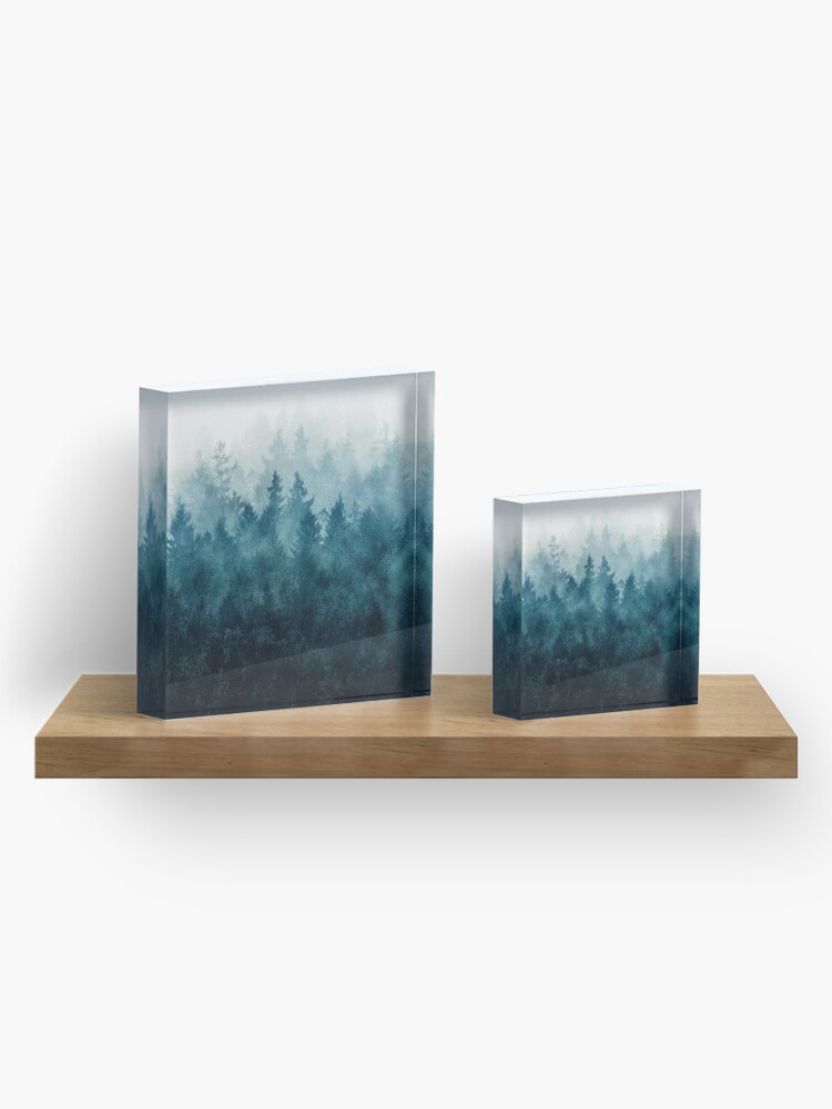 Thumbnail 4 of 5, Acrylic Block, The Heart Of My Heart // So Far From Home In A Misty Foggy Fall Wilderness Forest designed and sold by tekay.