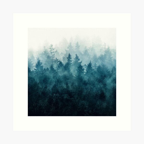 The Heart Of My Heart // So Far From Home Of A Misty Foggy Fall Wilderness Forest Covered In Blue Magic Fog Art Print