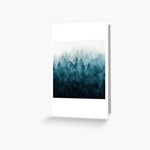 The Heart Of My Heart // So Far From Home Of A Misty Foggy Fall Wilderness Forest Covered In Blue Magic Fog Greeting Card