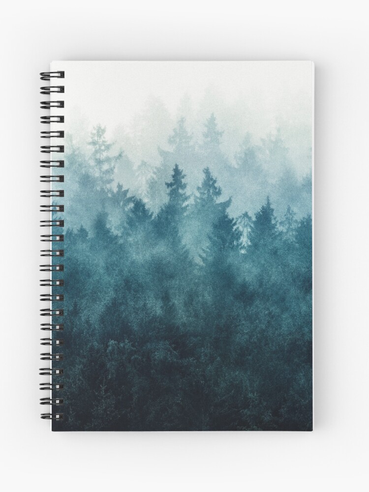 Thumbnail 1 of 3, Spiral Notebook, The Heart Of My Heart // So Far From Home Of A Misty Foggy Wilderness Forest Covered In Blue Magic Fog designed and sold by Tordis Kayma.