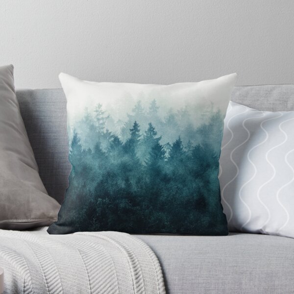The Heart Of My Heart // So Far From Home Of A Misty Foggy Fall Wilderness Forest Covered In Blue Magic Fog Throw Pillow