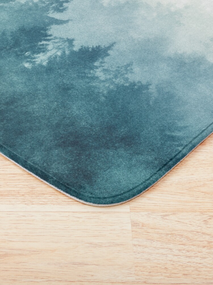Thumbnail 3 of 6, Bath Mat, The Heart Of My Heart // So Far From Home In A Misty Foggy Fall Wilderness Forest designed and sold by tekay.