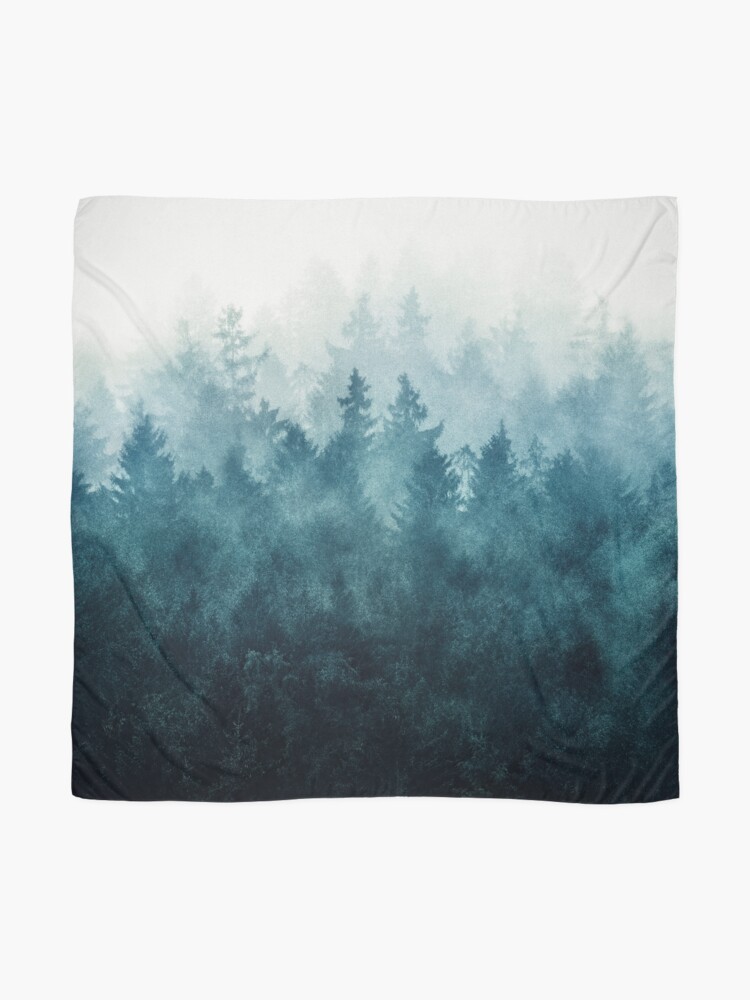 Thumbnail 2 of 3, Scarf, The Heart Of My Heart // So Far From Home Of A Misty Foggy Wilderness Forest Covered In Blue Magic Fog designed and sold by Tordis Kayma.