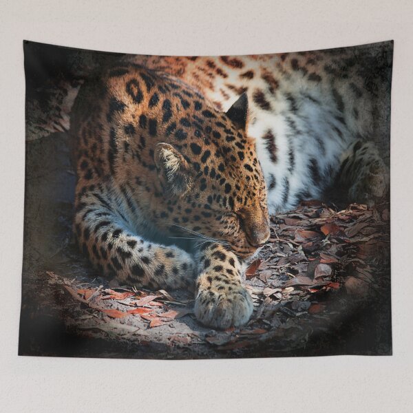Item preview, Leopard Lies Sleeping Black and White designed and sold by KbytesOfJax Outdoor and Nature.