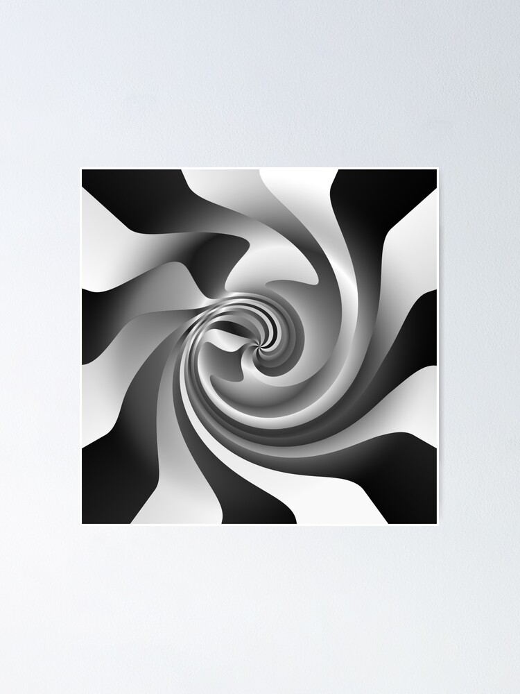 "Black and white metallic pattern twirl" Poster for Sale by