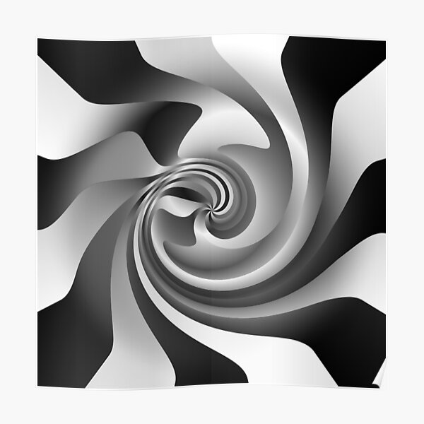 "Black and white metallic pattern twirl" Poster for Sale by