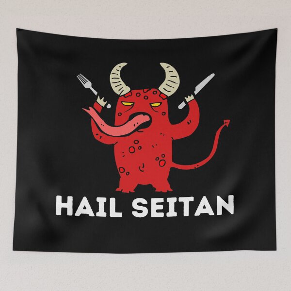 Item preview, HAIL SEITAN Funny Vegan Vegetarian Quote designed and sold by a-little-ink.