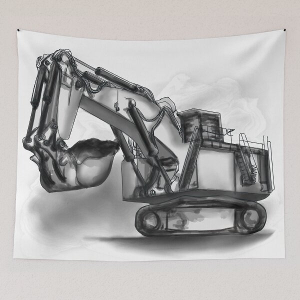 Item preview, Excavator Black and White designed and sold by damnoverload.