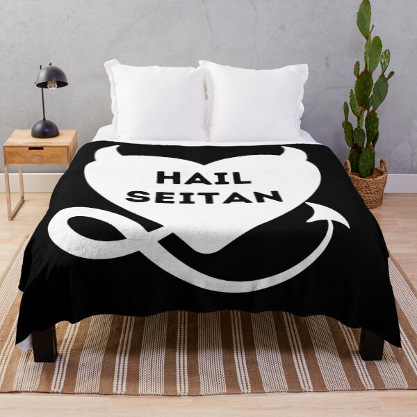 Item preview, HAIL SEITAN Devil Heart Funny Vegan Vegetarian Quote designed and sold by a-little-ink.