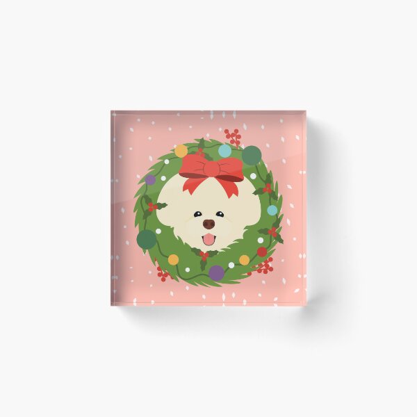 Item preview, Bichon Frise Dog Christmas Wreath designed and sold by Lulupainting.