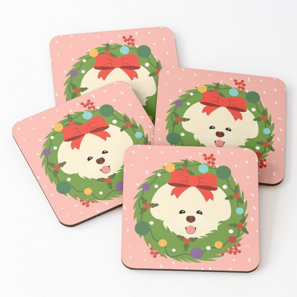 Item preview, Bichon Frise Dog Christmas Wreath designed and sold by Lulupainting.