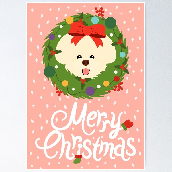 Item preview, Bichon Frise Dog Christmas Wreath designed and sold by Lulupainting.