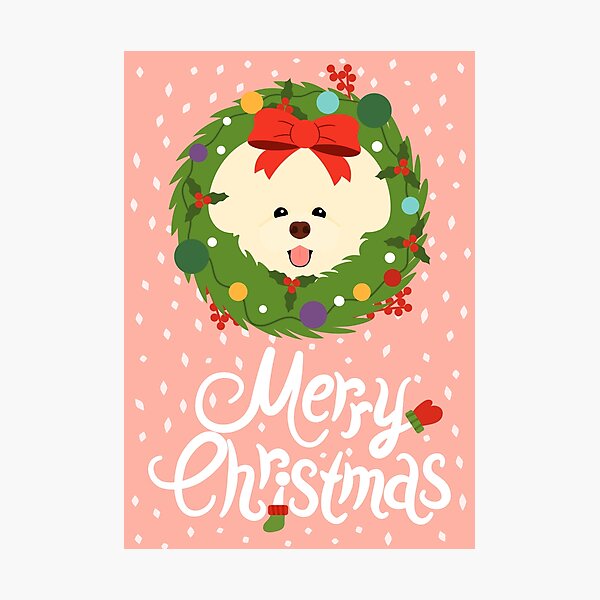 Item preview, Bichon Frise Dog Christmas Wreath designed and sold by Lulupainting.