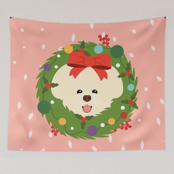 Item preview, Bichon Frise Dog Christmas Wreath designed and sold by Lulupainting.