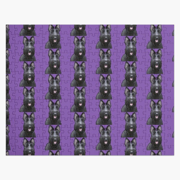 Scottie Dog Pattern - Scottish Terrier - Dog Portrait - Purple Jigsaw Puzzle