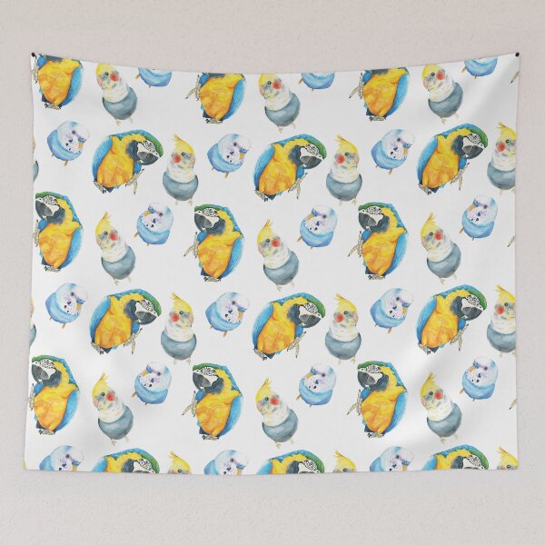 Item preview, Parrot watercolor pattern - macaw, budgies, cockatiel designed and sold by L'Atelier Oranjade.