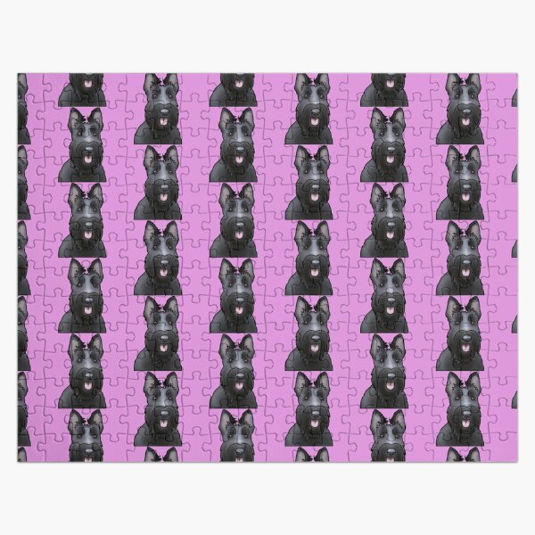 Scottie Dog Pattern - Scottish Terrier - Dog Portrait - Pink Jigsaw Puzzle