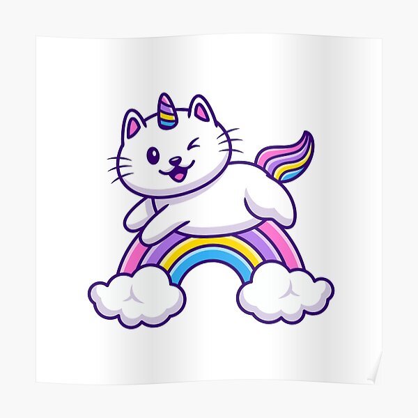 Caticorn Cats Unicorn Rainbow Magical Cats Animal Pets Funny Posters ...