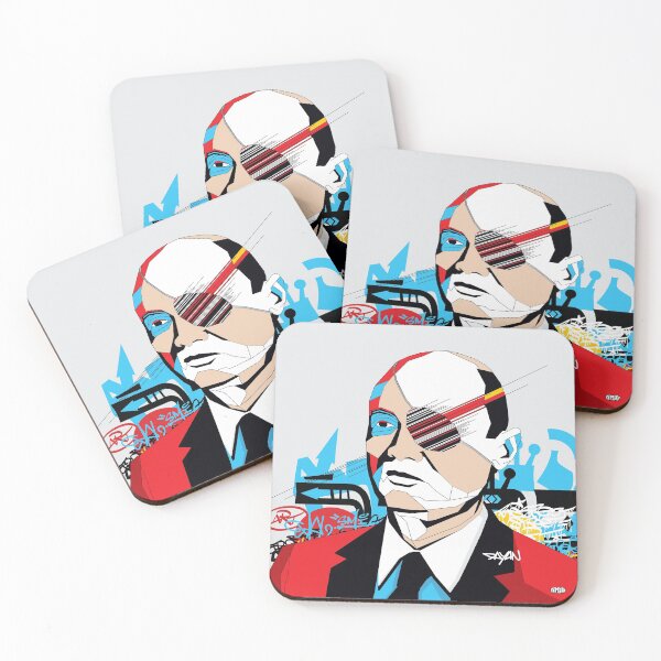 Moshe Dayan - Pop Art Israeli leader Coasters (Set of 4)