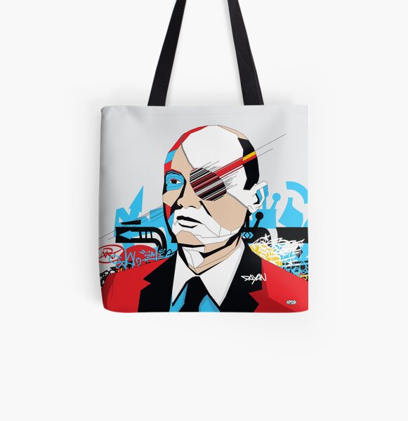 Moshe Dayan portrait - Pop Art Israeli leader All Over Print Tote Bag