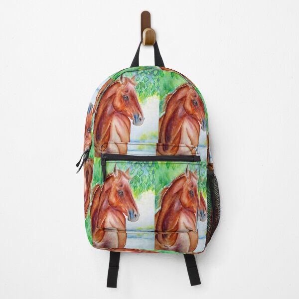 Item preview, Chestnut horse portrait in watercolor designed and sold by horseaddicted.