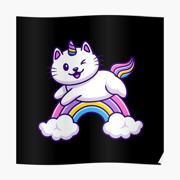 Caticorn Cats Unicorn Rainbow Magical Cats Animal Pets Funny Posters ...