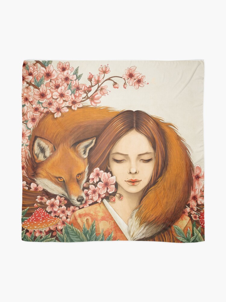 Alternate view of Red Fox Totem. Scarf