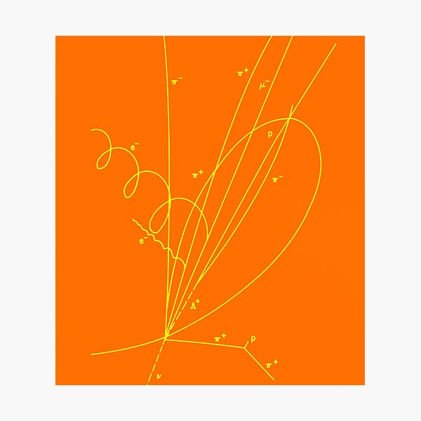 Discovery of Charmed Baryon Quark, Quantum Physics, Particle, Orange Photographic Print