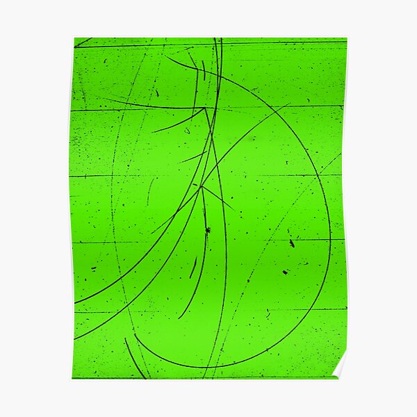 Discovery of Charmed Baryon Quark, Quantum Physics, Particle Tracks, green Poster