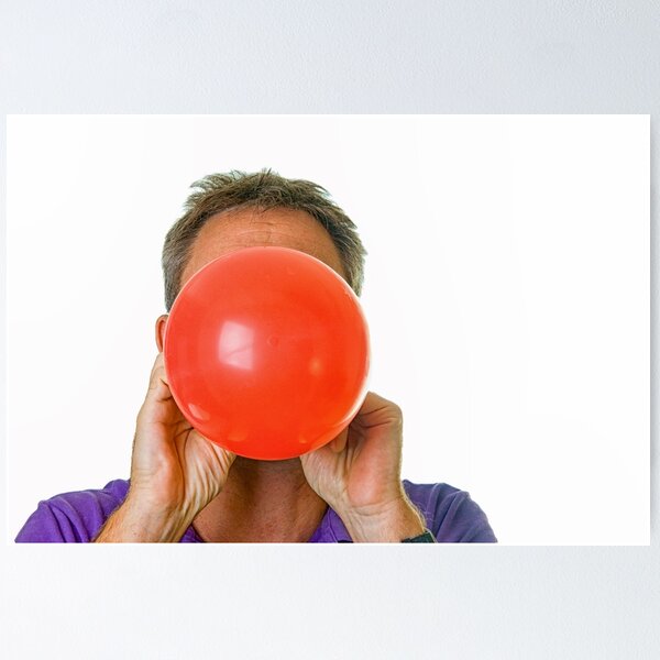 Item preview, Man blowing red balloon designed and sold by Photopat.