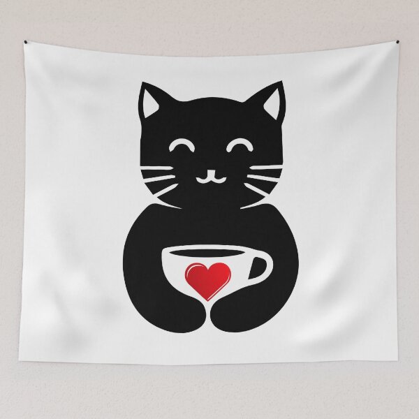 Item preview, Adorable Black Coffee Cat with Heart designed and sold by LovenLaughter.