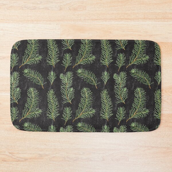 Item preview, Watercolor pine branches pattern on black background designed and sold by helga-wigandt.