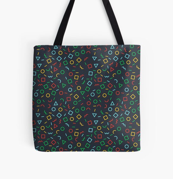 Coloured Shapes And Letters Geometric Pattern All Over Print Tote Bag