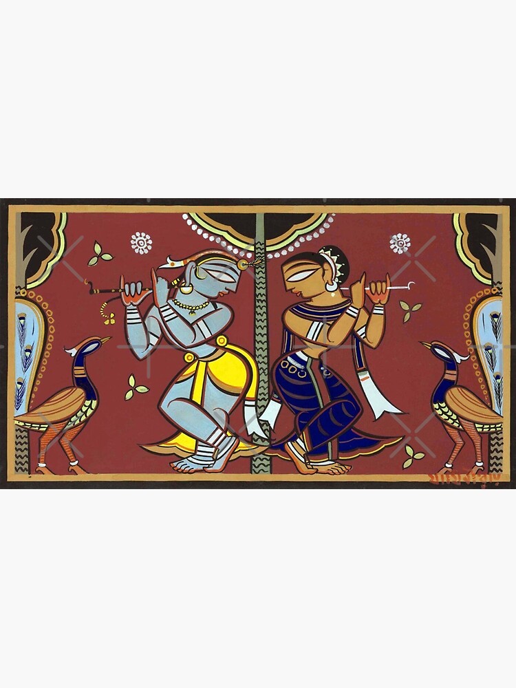 "Famous Indian Artist Jamini Roy Painting ' Radha Krishna '" Art Print